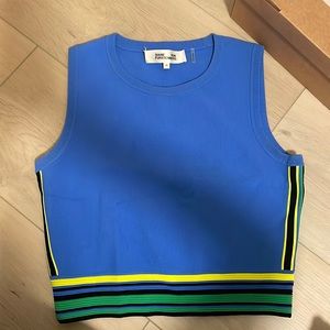 NWOT blue DVF Dianne Von Furstenberg cropped top